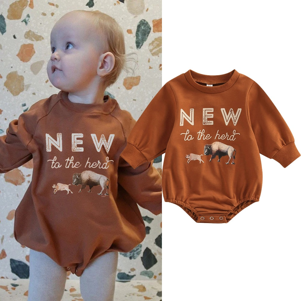 Cute Cartoon Animal and Letter Print Bodysuits for Newborn Babies