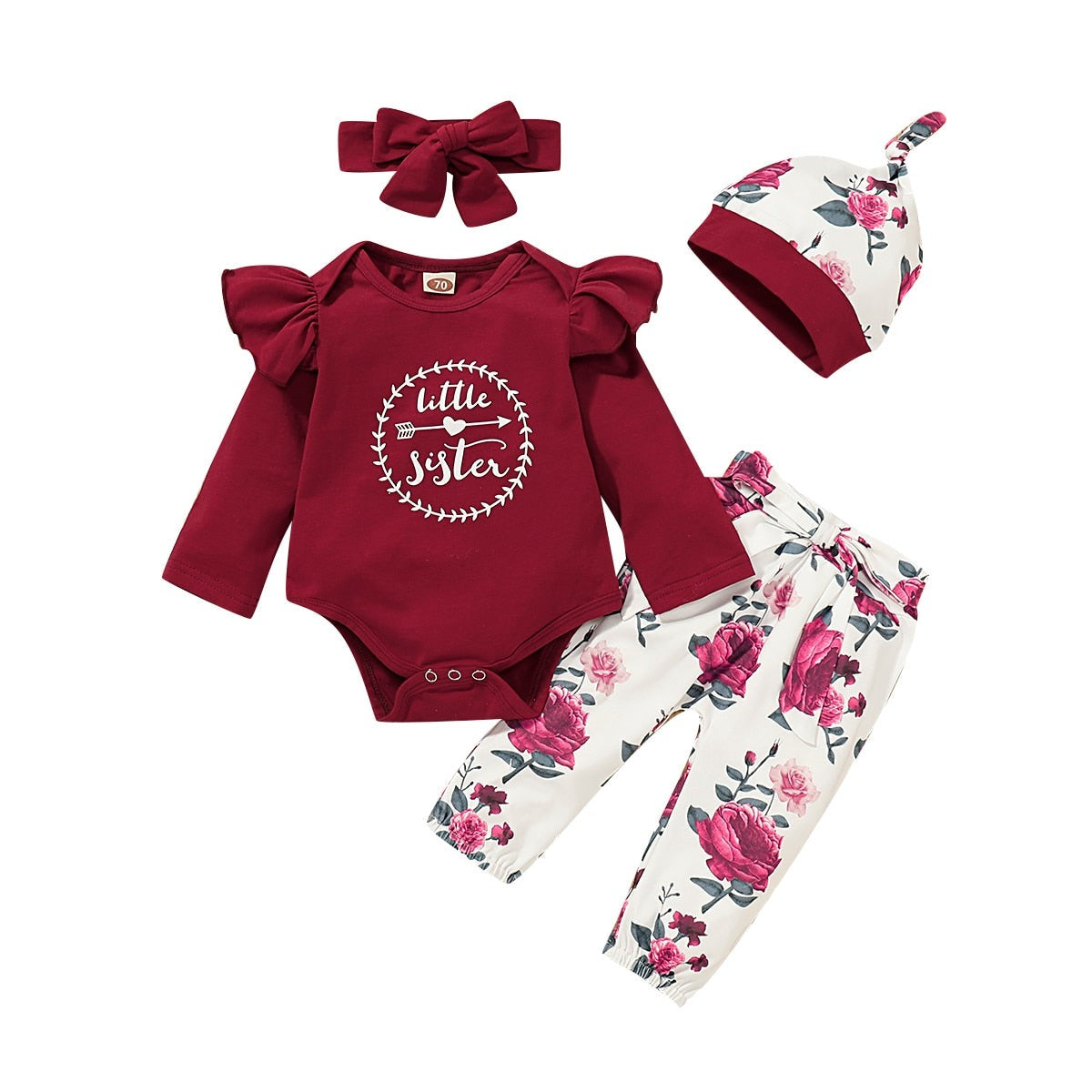 Adorable Newborn Baby Girl Clothes Sets with Ruffle Sleeve Romper and Floral Pants