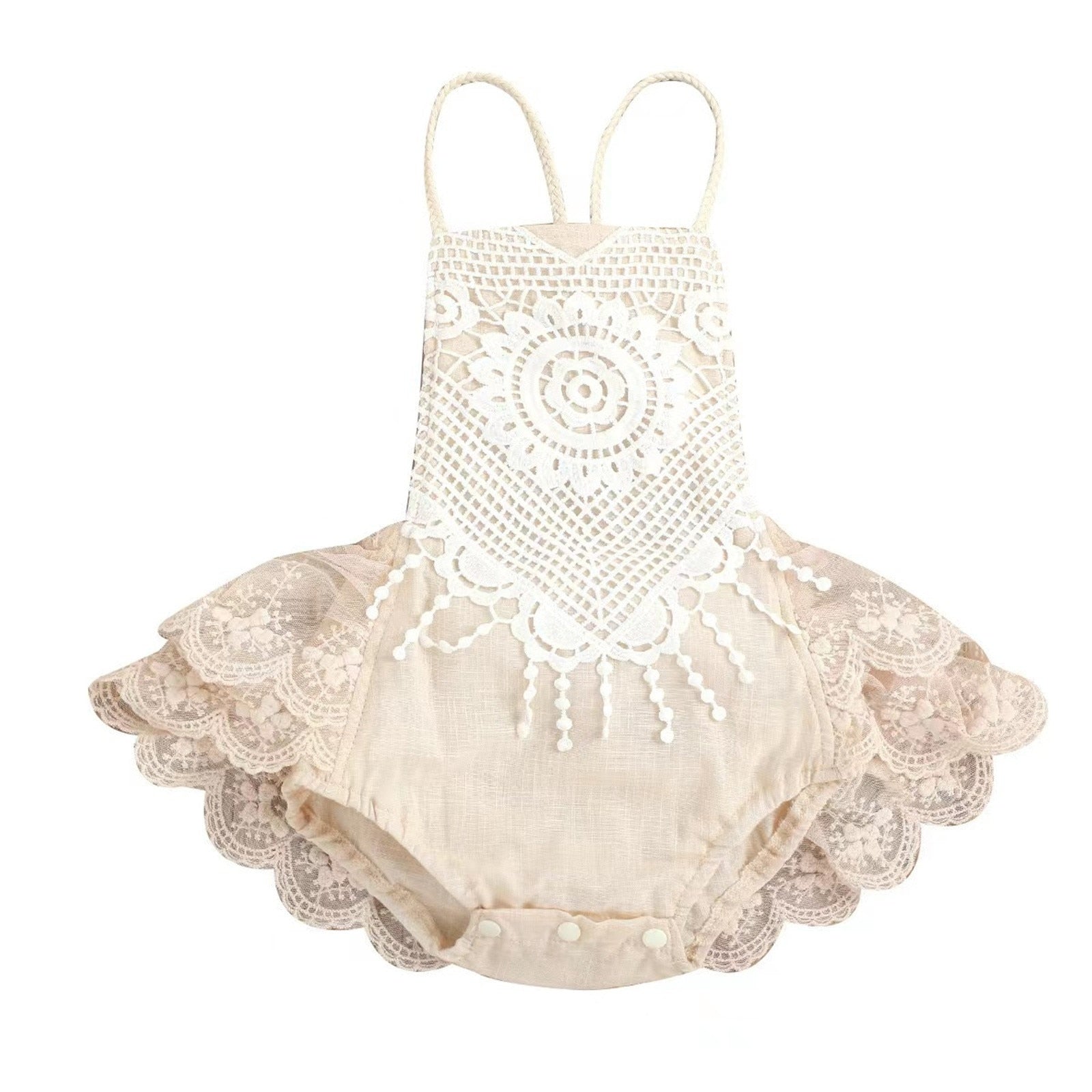 Newborn Baby Girls Backless Lace Romper Bodysuit for Summer