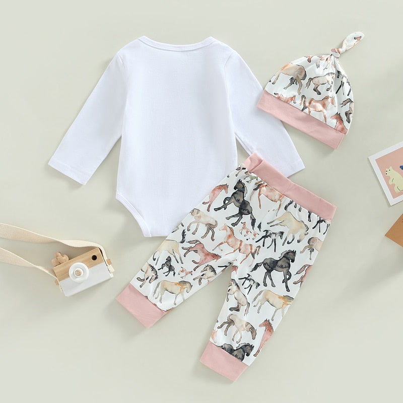 Adorable Newborn Baby Girls Clothes Sets with Cartoon Animal and Letter Prints