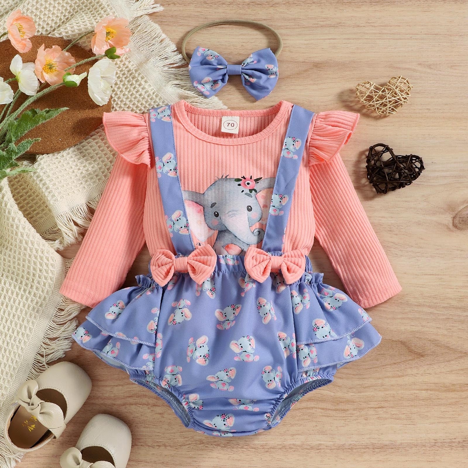 Adorable 3-Piece Animal Printed Baby Girl Clothes Set for 0-24 Months