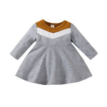 Autumn Baby Girls Cute Dress - Long Sleeve Patchwork A-line - Babbez