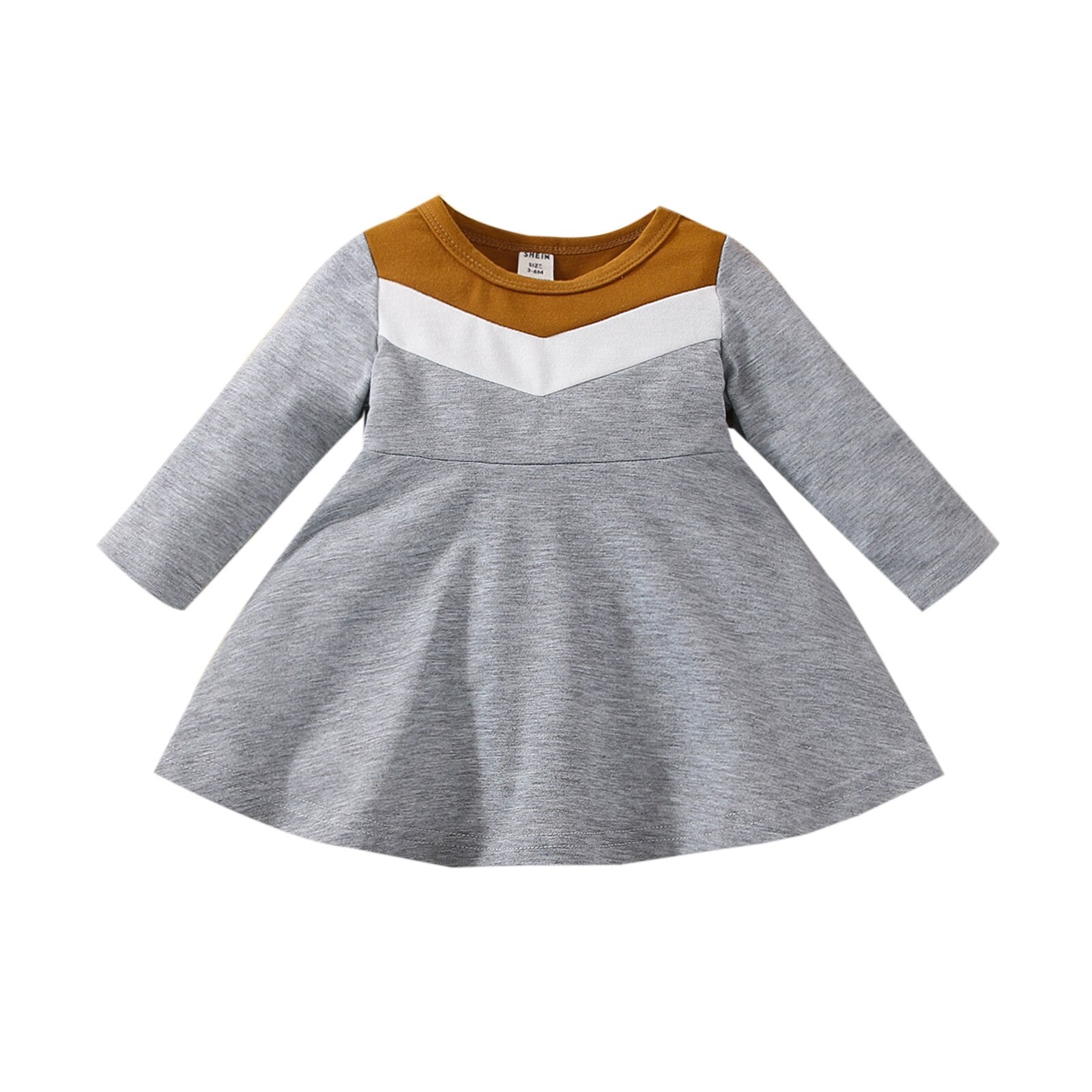 Autumn Baby Girls Cute Dress - Long Sleeve Patchwork A-Line Dress