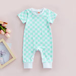 Infant Baby Checkerboard Plaid Printed Romper Jumpsuits - Babbez