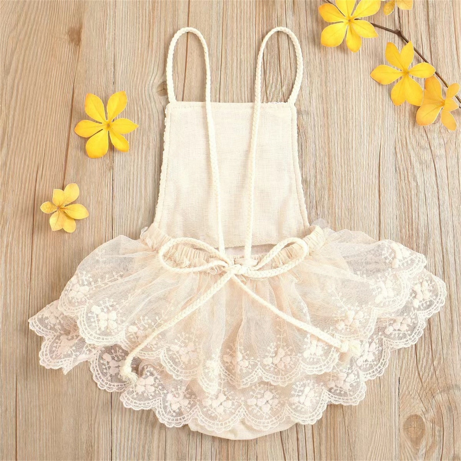 Newborn Baby Girls Backless Lace Romper Bodysuit for Summer