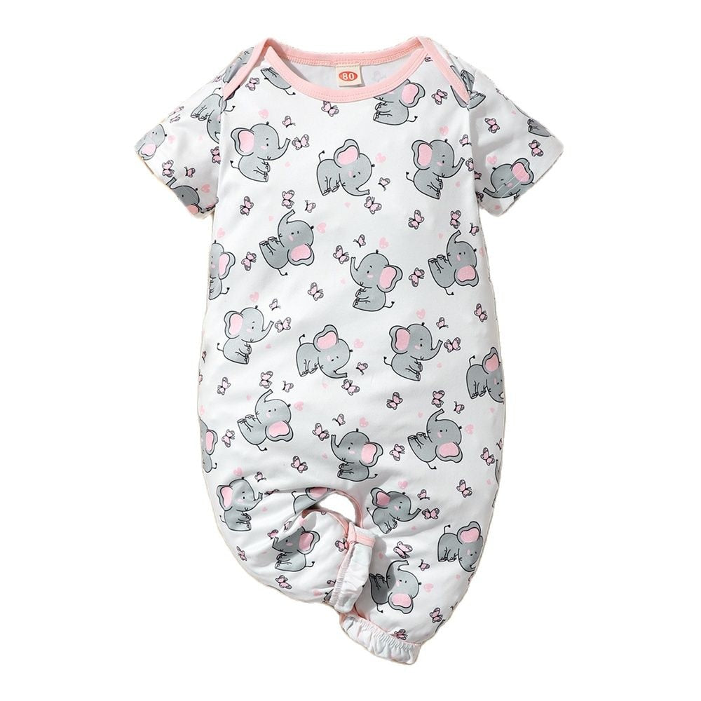 Adorable Elephant Print Romper for Newborn Girls