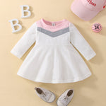 Autumn Baby Girls Cute Dress - Long Sleeve Patchwork A-line - Babbez