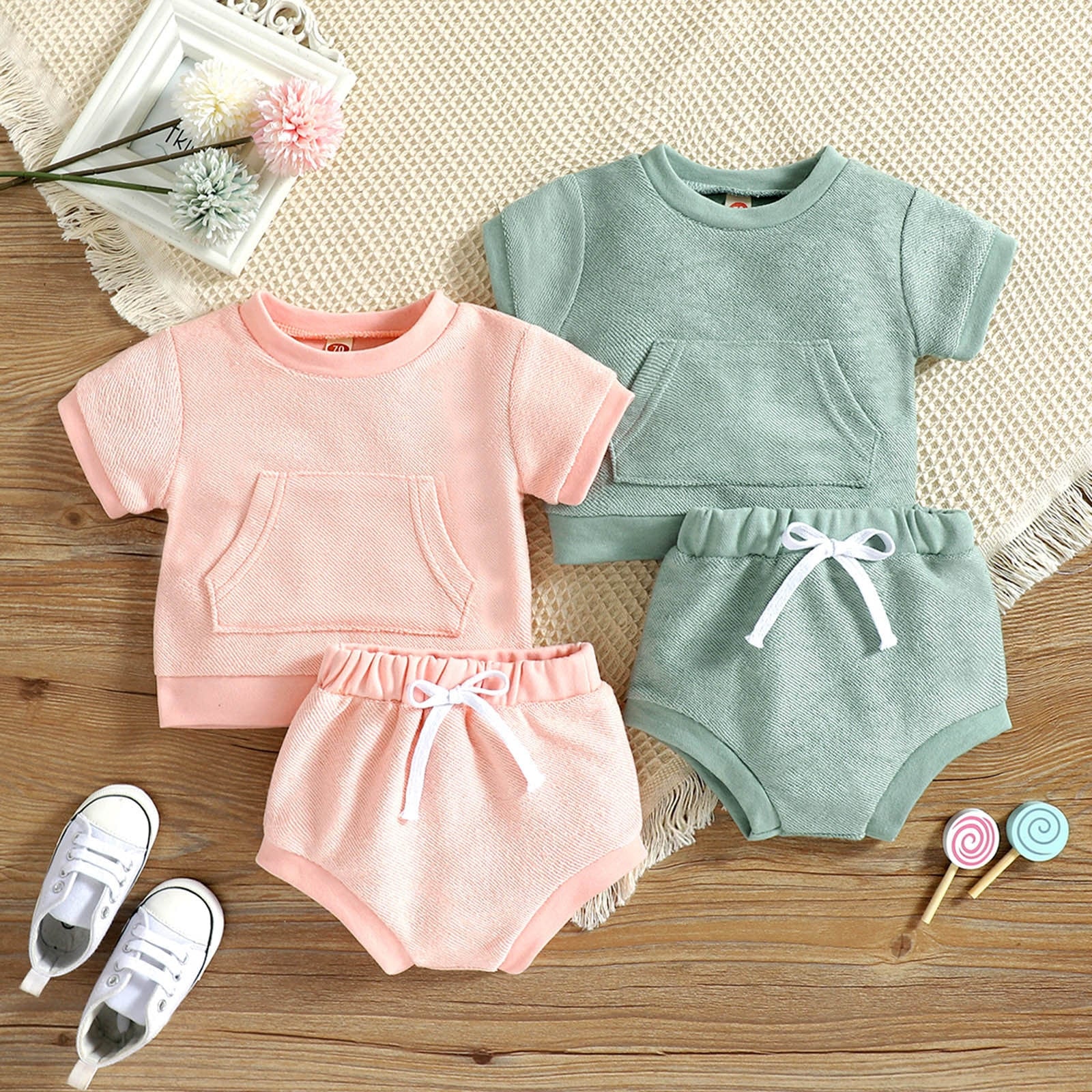 Adorable 2Pcs Clothing Sets for Infant Baby Boys and Girls