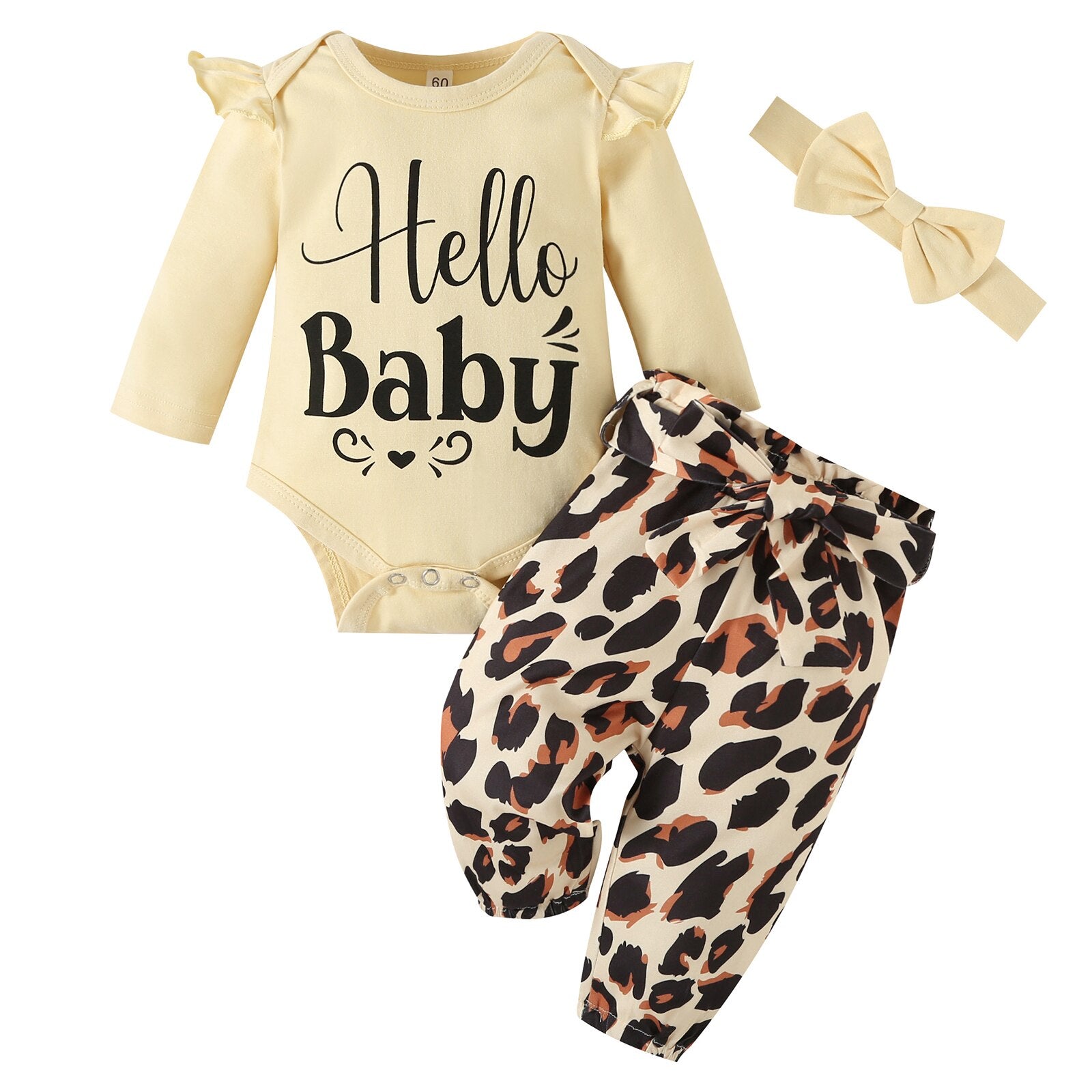 Adorable Newborn Baby Girl Clothes Set with Ruffles and Insect Print