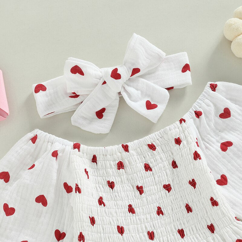 Lovely Princess Style Baby Girls Rompers with Heart Print