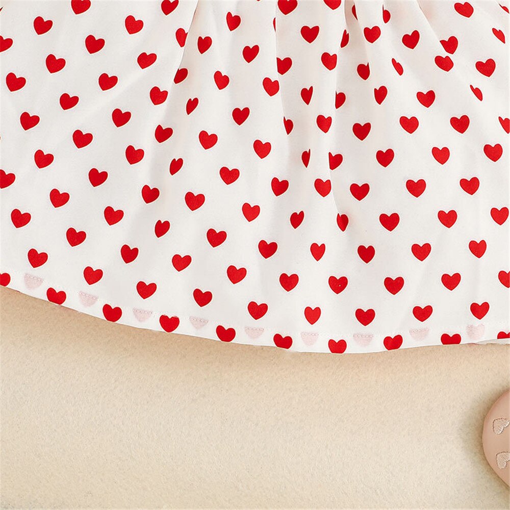 Adorable Heart Print Toddler Girls Dress for Valentine's Day