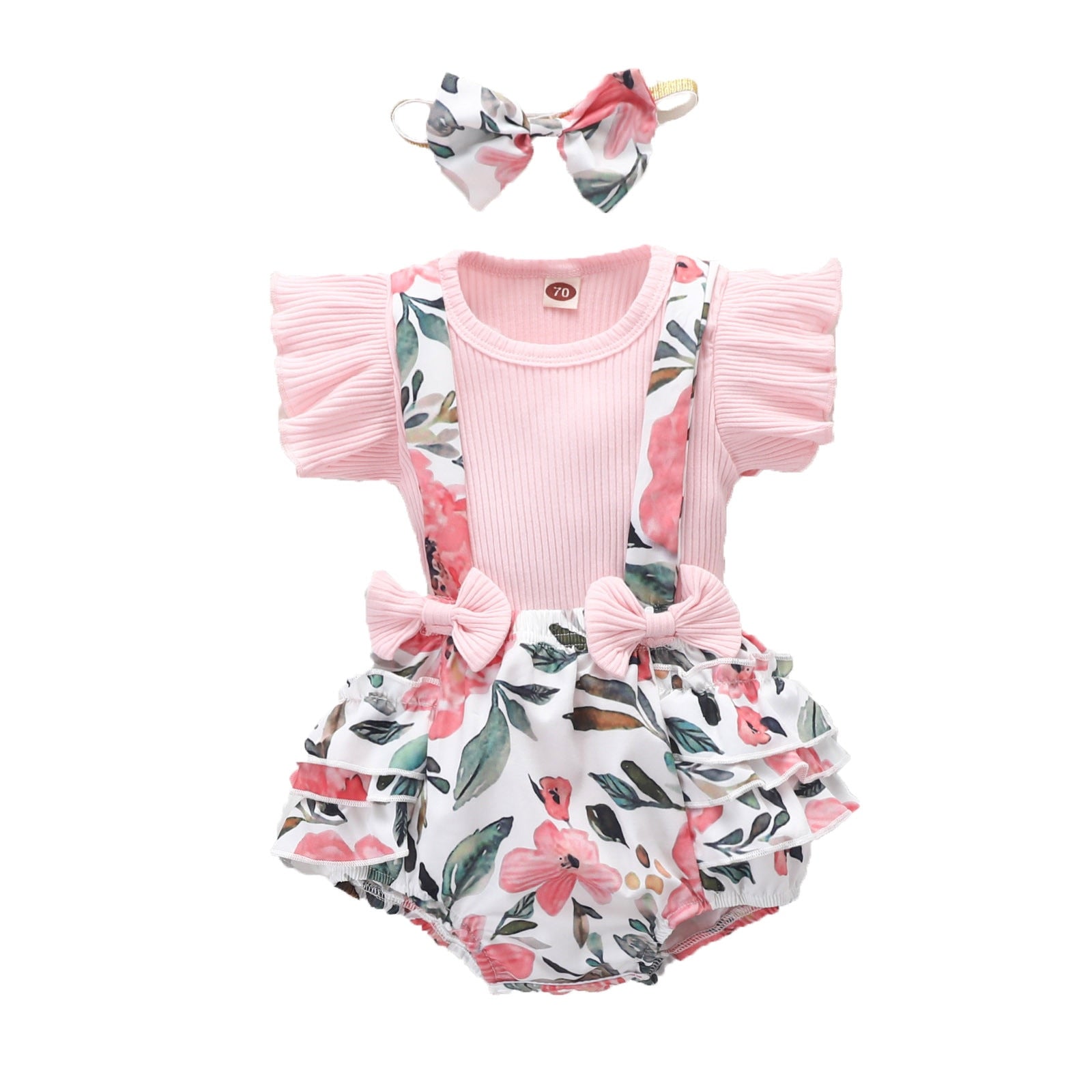 Adorable and Comfortable Newborn Baby Girls Summer Clothing Sets - T-Shirt Tops, Romper Shorts and Headband Sets