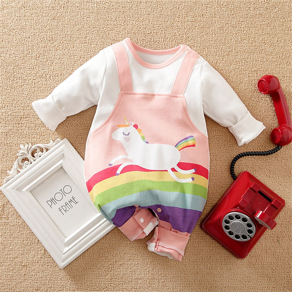Cute and Colorful Patchwork Baby Girl Rompers with Bowknot and Fun Prints