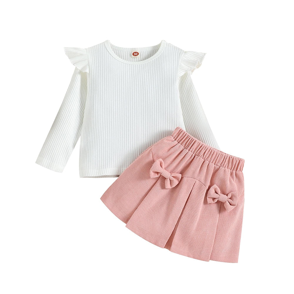 Adorable Baby Girl Dress Set with Long Sleeve Knit Top and Skirt