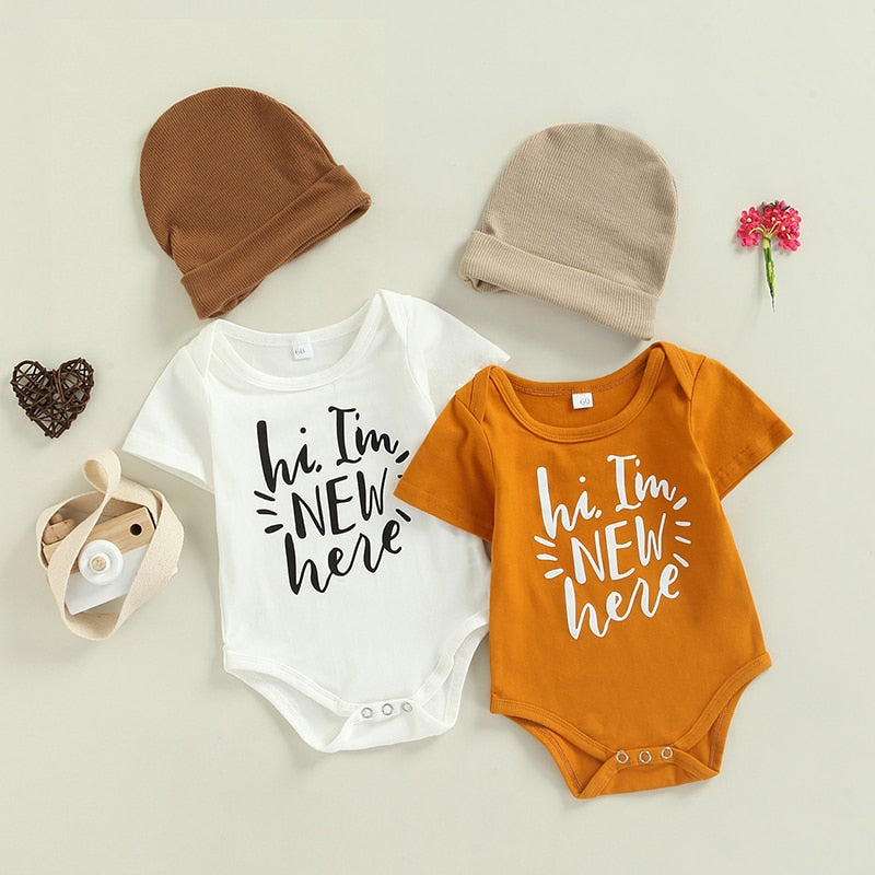 Adorable Newborn Infant Baby Romper with Matching Hat