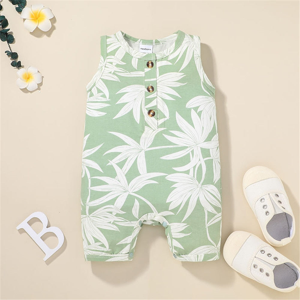 Summer Infant Clothes with Leaves Print for Boys