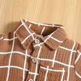 Toddler Baby Boy Plaid Lapel Short Sleeve Outfit Set