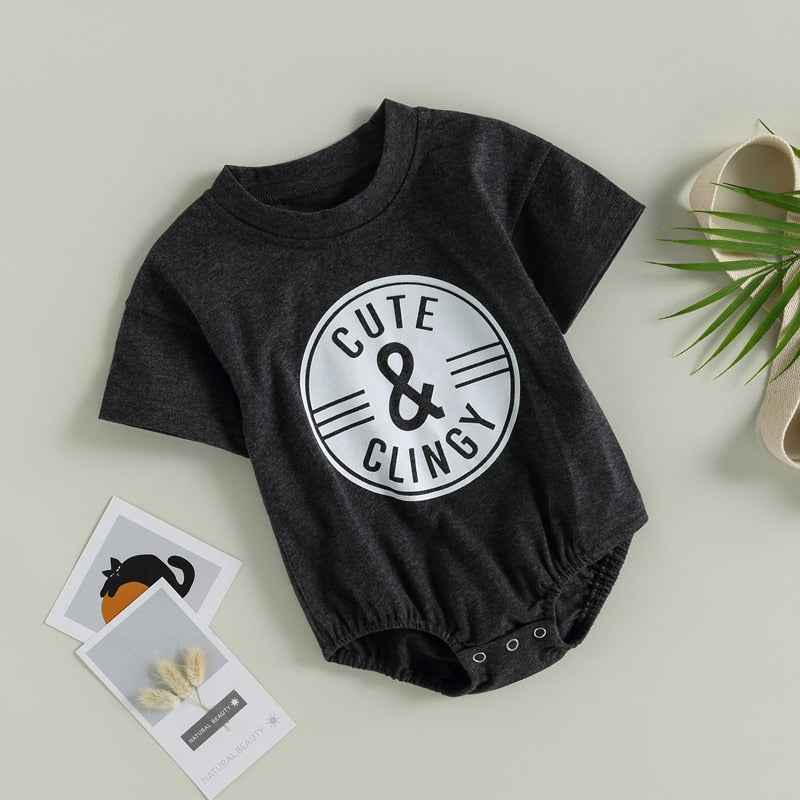 Casual Letter Print Baby Romper for Boys and Girls