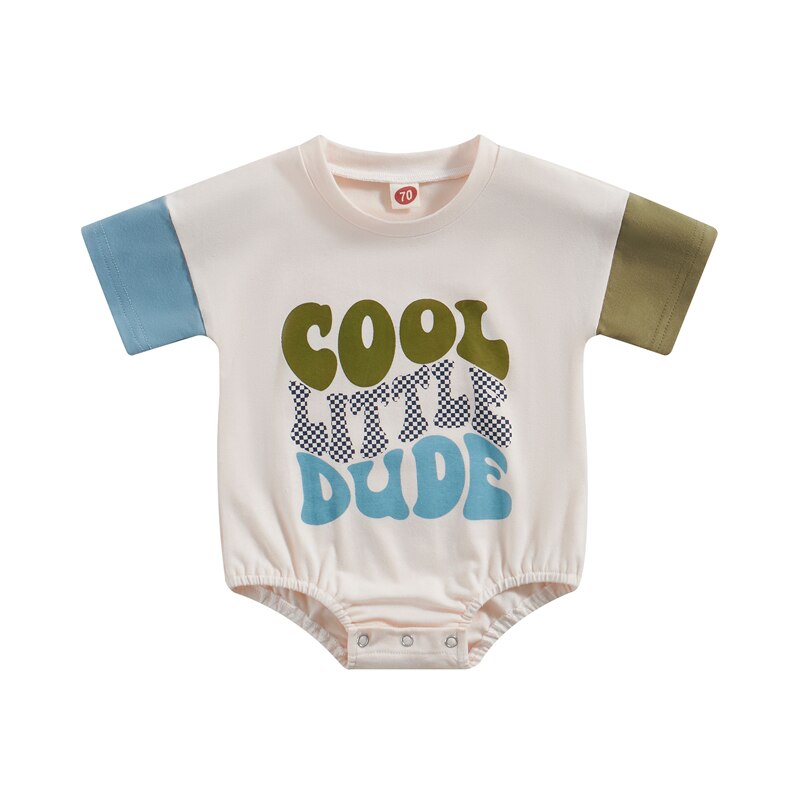 Summer Newborn Baby Clothes for Boys and Girls: Letter Print Patchwork Color Jumpsuits and Playsuits