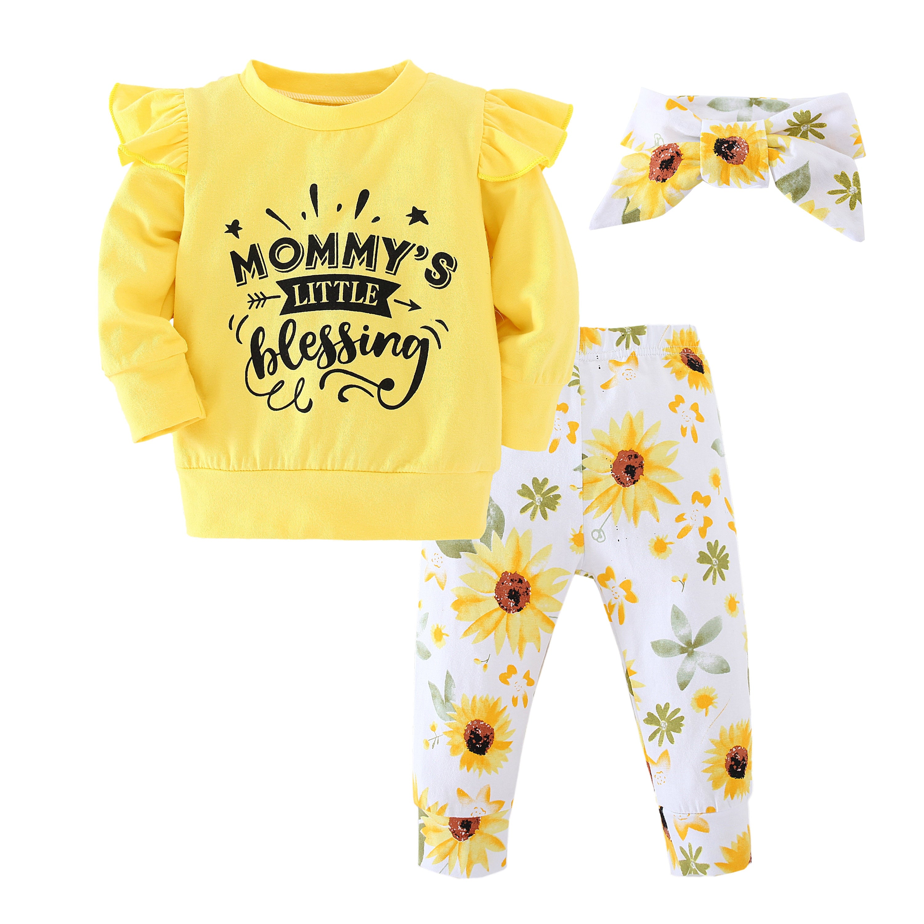 Adorable 3-Piece Newborn Baby Girl Clothing Set with Animal Print, Pants, and Headband