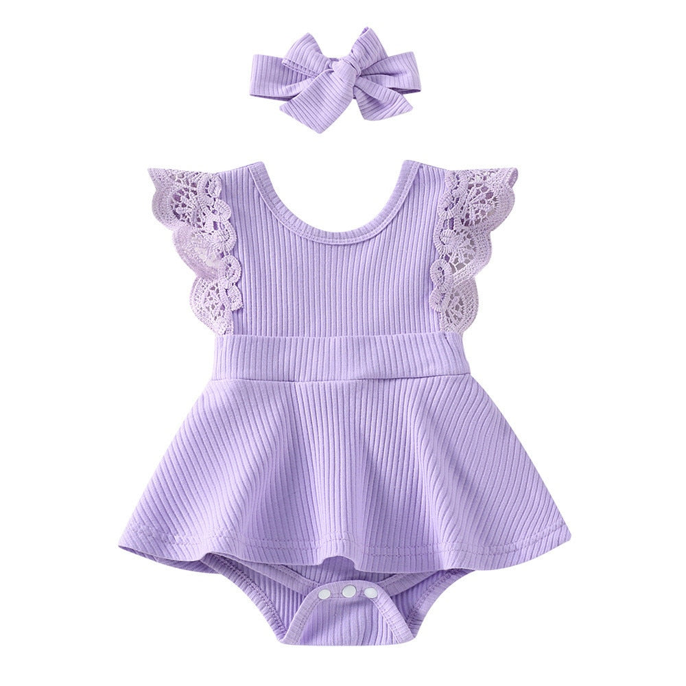 Adorable Lace Flying Sleeve Newborn Bodysuits Skirts - Perfect Summer Outfits for your Little One!