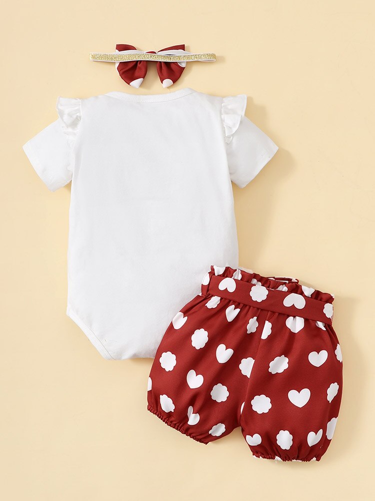 Sweet Heart-printed Summer Baby Girls Clothes