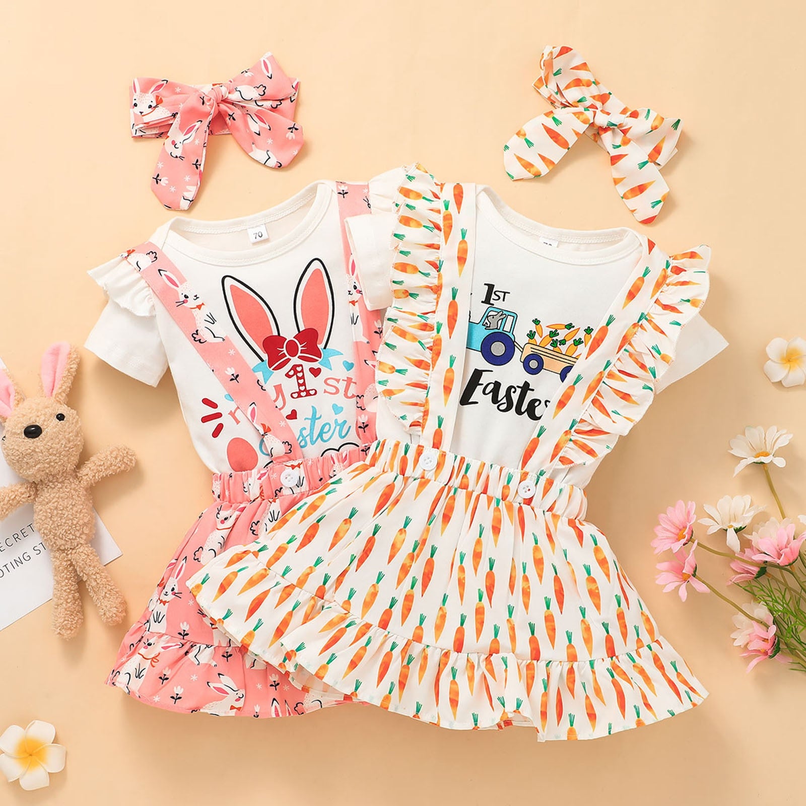 Cute Infant Baby Girls Clothes Set with Rabbit Prints