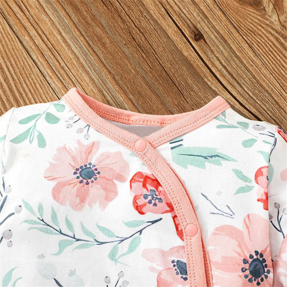 Sweet Flowers Baby Rompers - Long Sleeve Jumpsuit for Girls' Autumn Clothing