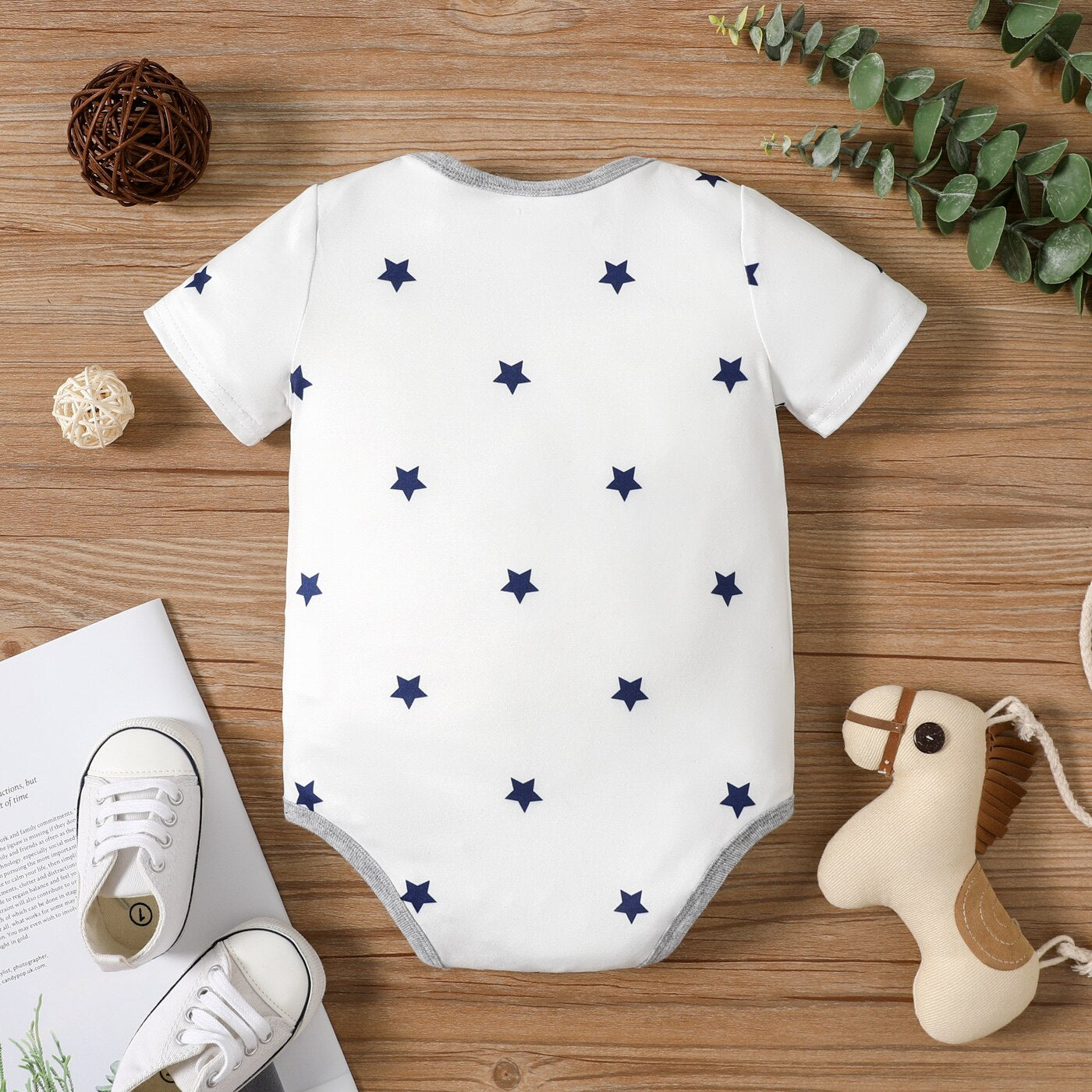 Baby Boy Stars/Striped Short-sleeve Romper