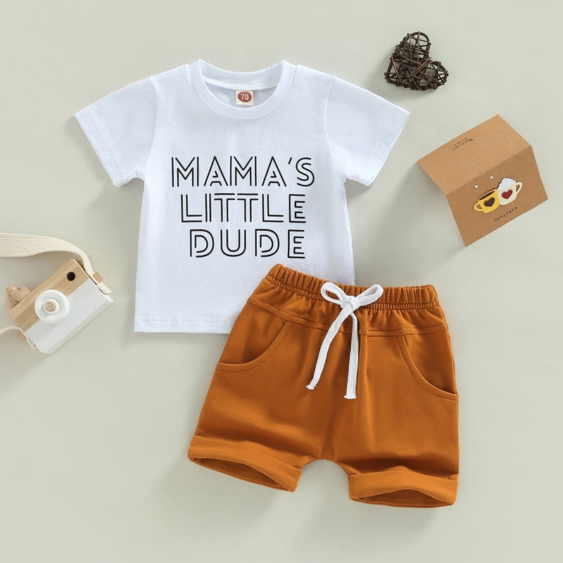 Summer Baby Clothes Set for Boys - Casual Cotton Short Sleeve Tops and Shorts