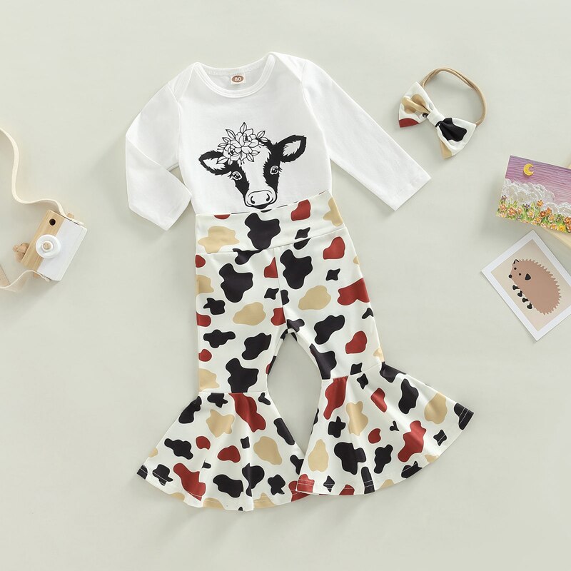 Cute Cow Print Baby Girl Clothing Set