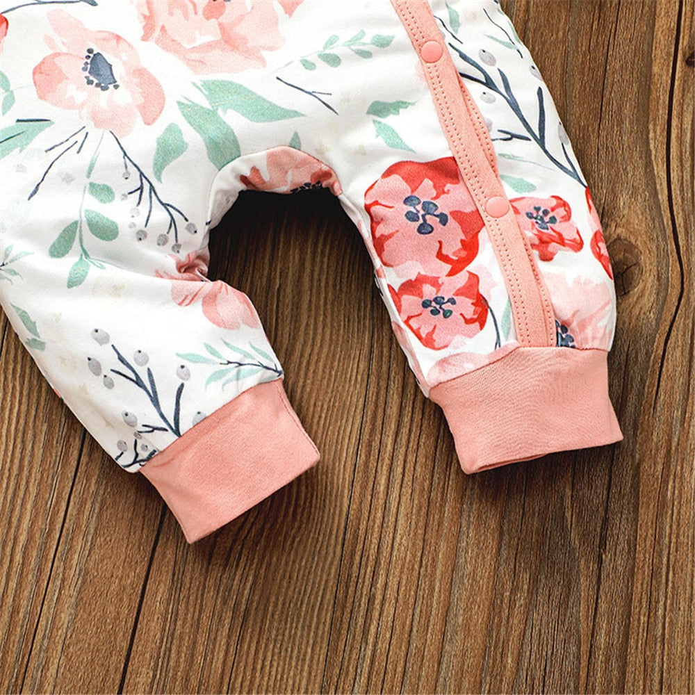 Sweet Flowers Baby Rompers - Long Sleeve Jumpsuit for Girls' Autumn Clothing