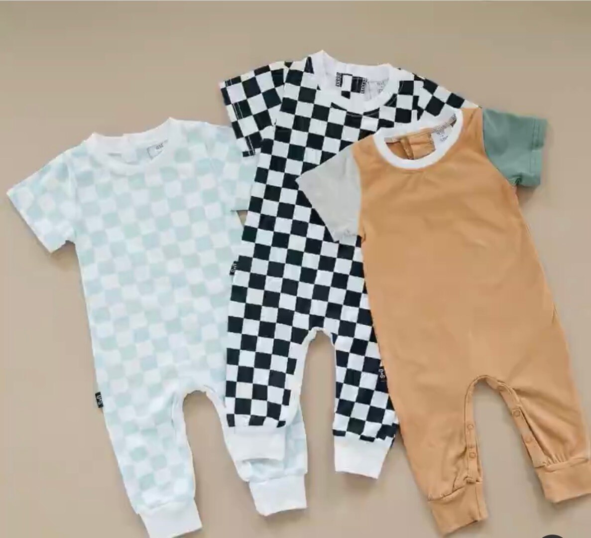 Infant Baby Checkerboard Plaid Printed Romper Jumpsuits - Babbez
