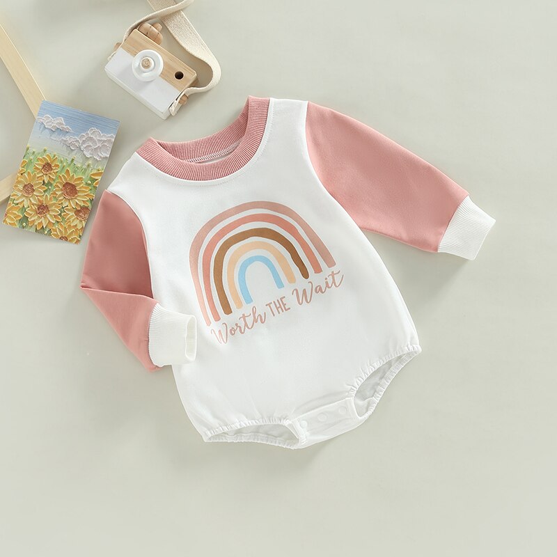 Fashion Rainbow Rompers for Autumn Newborn Baby Boys and Girls