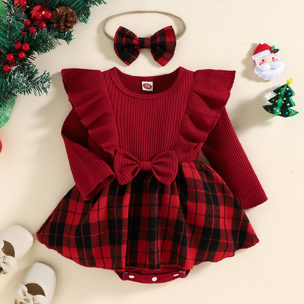 Adorable 3-18M Baby Girls' Dress Set with Bodysuit, Romper, and Skirt for a Fashionable Look