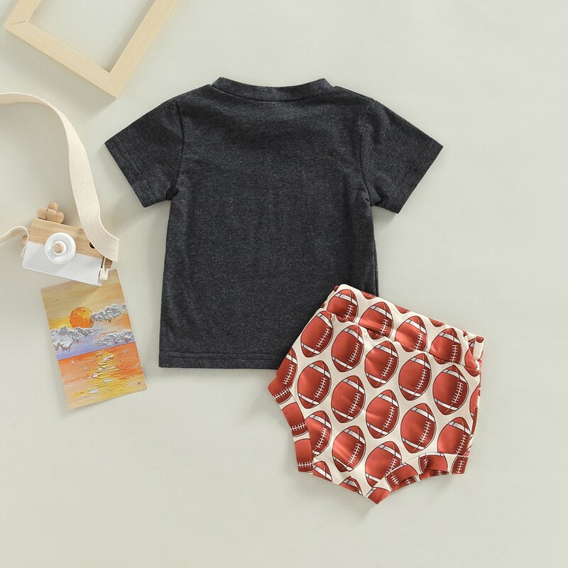 Summer Sporty Style for Toddler Boys: Letter Print T-shirt and Football Shorts Set