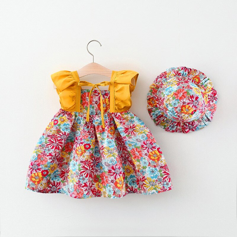 Summer Flower Power: 2-Piece Cotton Beach Dress Set for Baby Girls