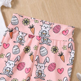 Adorable Easter Outfits for Toddler Girls - Short Sleeve Clothes Sets with Cartoon Rabbit Print T-Shirt and Bell Bottoms