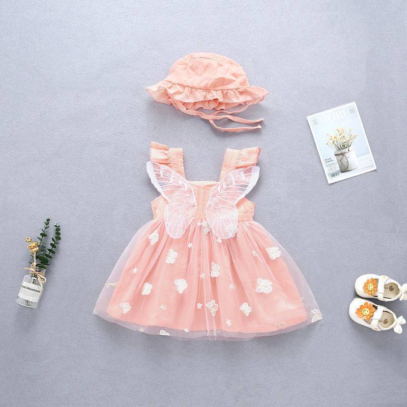 Sweet Baby Girl Princess Party Dress Set with Wings and Hat