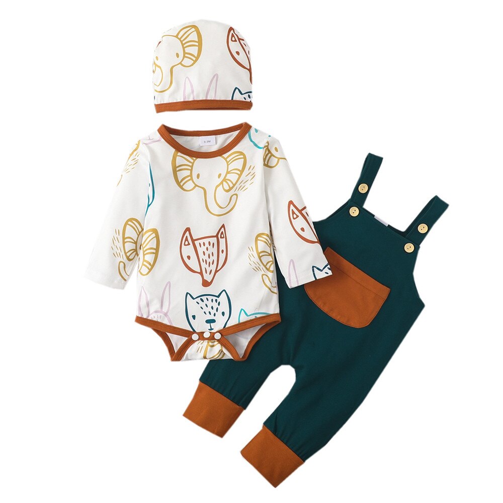 Adorable Newborn Baby Boy Clothes Set with Cartoon Bear Print