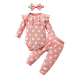 Lovely Hearts Printed Baby Girl Clothes Set
