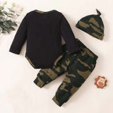 Trendy Camouflage Baby Clothes Set for Boys and Girls - Long Sleeve Letter Printed Body Suit Tops and Pants for Newborns and Toddlers