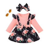 Newborn Baby Girl Dress Clothing Sets - Fashionable Infant Outfit Jumpsuit Romper Top with Bow and Skirt Bodysuit - Perfect Costume for Kids