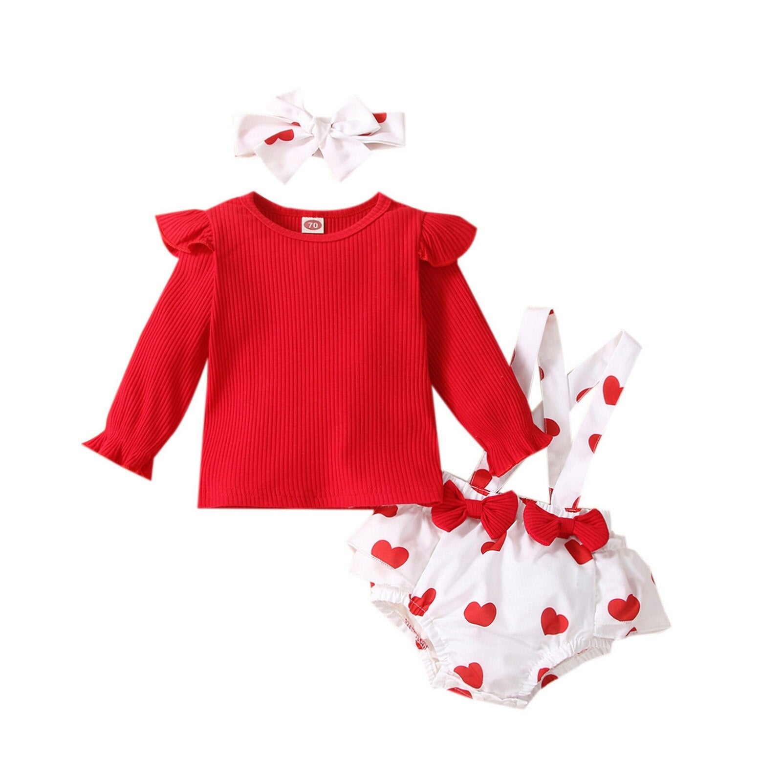 Get Ready for Valentine's Day with Adorable Heart Print Romper Sets for Baby Girls