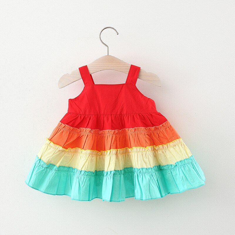 Colorful Rainbow Princess Dress for Baby Girls