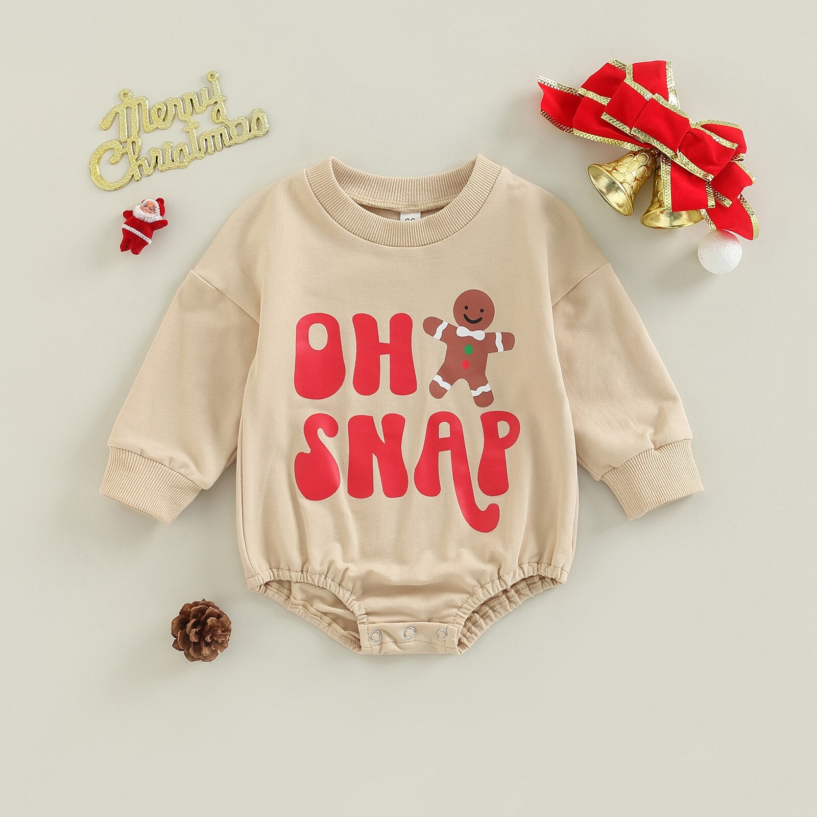 Adorable Christmas Newborn Baby Rompers with Letter Print and Loose Sweatshirts
