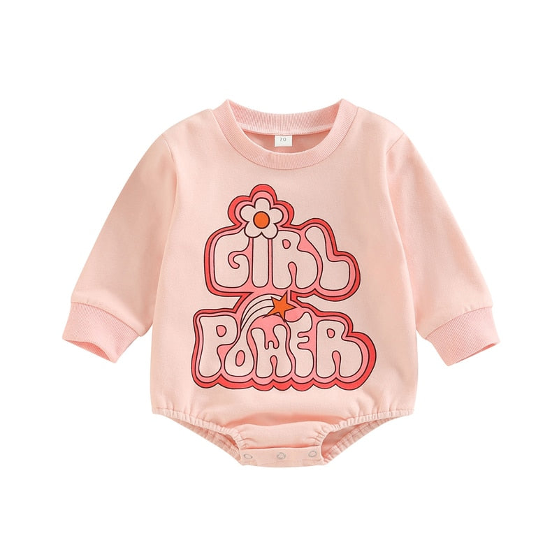 Adorable Autumn Rompers for Newborn Baby Girls with Cartoon Letter Print