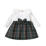 Baby Girl Plaid Dress with Ruffles and Long Sleeves - Babbez