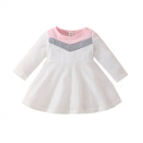 Autumn Baby Girls Cute Dress - Long Sleeve Patchwork A-line - Babbez