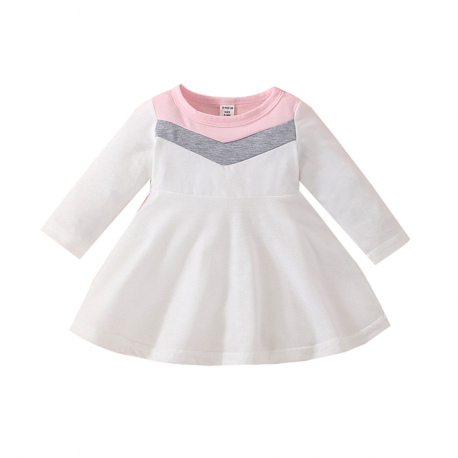 Autumn Baby Girls Cute Dress - Long Sleeve Patchwork A-Line Dress